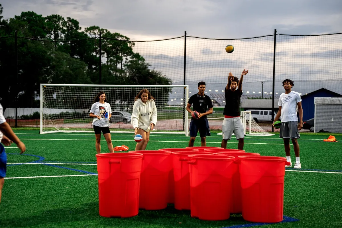 Students enjoying campus activities at DME Academy